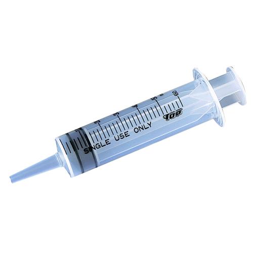 With plastic syringe tip 50 cc