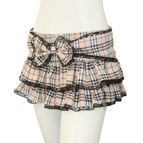 リボンフリルレースチェックミニスカート ベージュ 4,235 Yen Ribbon frills race check mini skirt beige