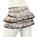 Ribbon frill race check Mini skirt Beige image (1)