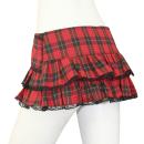 Ribbon ruffle lace check mini skirt red of the image (1)