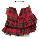 Ribbon ruffle lace check mini skirt red of the image (2)
