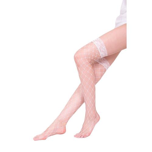 Simple garter stockings large net White