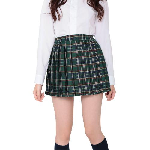 Steel plate style check skirt Deep green