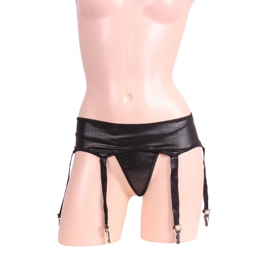 Spandex Black Garter & T Back Set