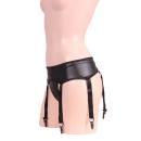 Image of spandex black garter & T back set (1)