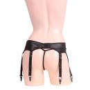 Image of spandex black garter & T back set (2)