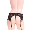 Lacy Garter & T Back Set Black Image (2)