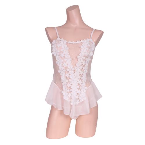 Baby doll & T back set white increased in love with ruffles and lace