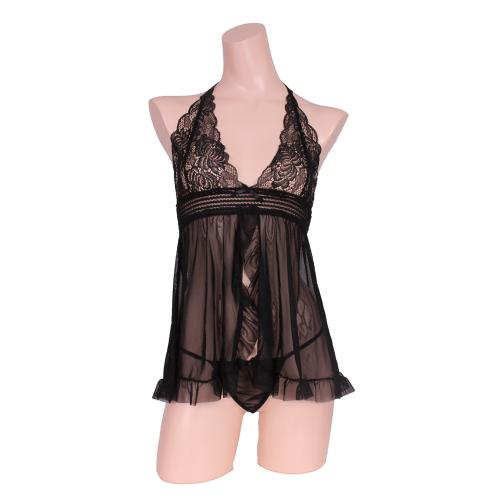 Love feminine babydoll & T back set black