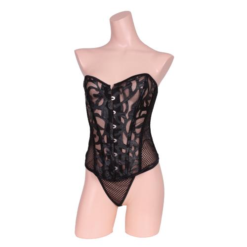 Style up Back knitting corset & T back set black