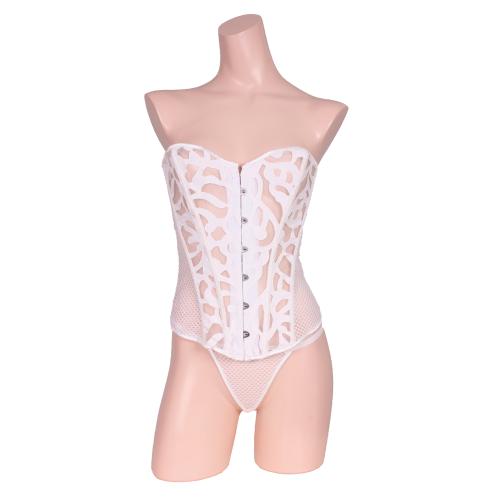 Style up back knitting corset & T back set white