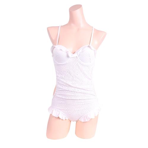 フェミニンレース2枚仕立てワンピーススイムウエアー ホワイト 5,302 Yen Two feminine race tailored one-piece swimwear white