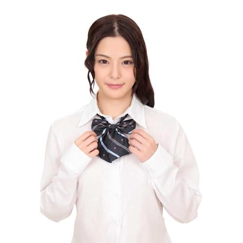 きゅん可愛いスクールリボン 紋章ピンク&ブルーストライプ 528 Yen Kyun cute school ribbon heraldry pink & blue stripe