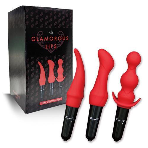 グラマラスリップ 3種のアタッチメント付バイブ   2,750 Yen グラマラスリップ 3種のアタッチメント付バイブ