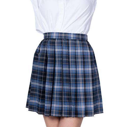 鉄板スタイルチェックスカート ブルー&ネイビー 4,378 Yen 鉄板スタイルチェックスカート ブルー&ネイビー