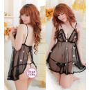 花モチーフをちりばめたベビードール　ブラック　の画像（2）