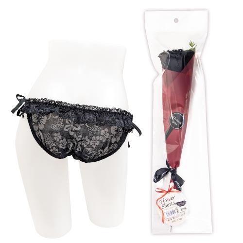 【花部分がショーツ】　フラワーショーツ(ブラック）