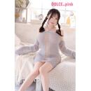 DOLCE.pink オーバーキルニット (モザイクライン) グレーの画像（1）